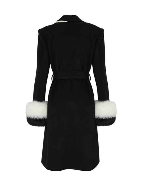 Cappotto con polsini in pelliccia YES LONDON | CD1179NERO/BIANCO